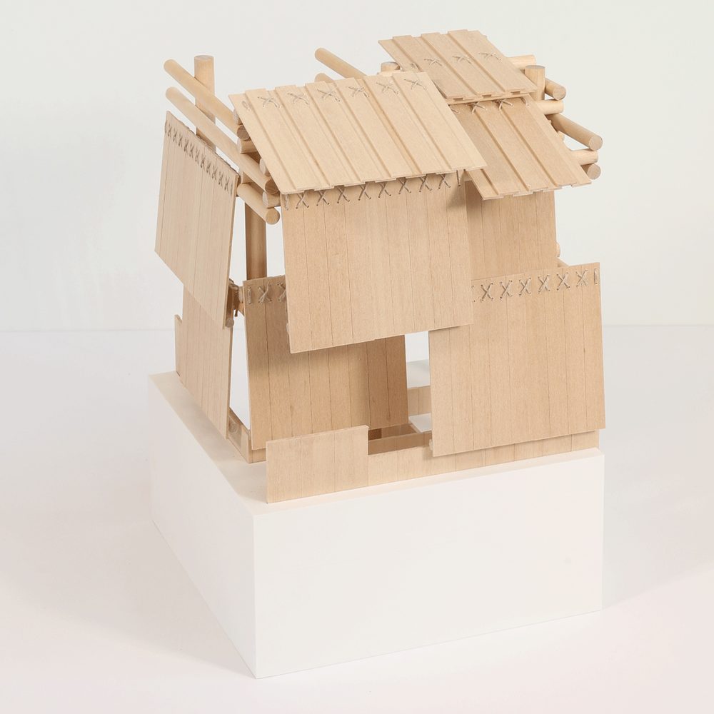 Combining a traditional plank house with a grid of columns, allow separate planes to be raised, embedded, projected, and rotated.